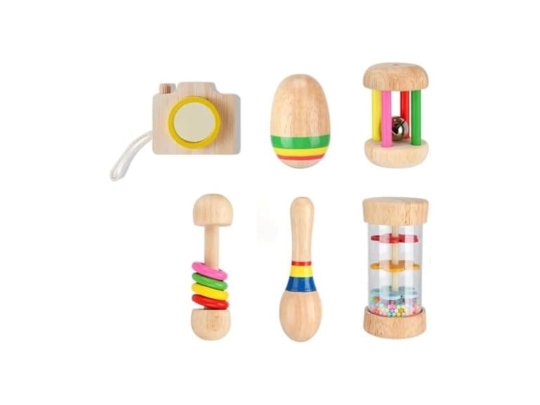 GIOOIG 6 Pcs Wooden Bunny Toys - Safe Rabbit Toys - Image 1