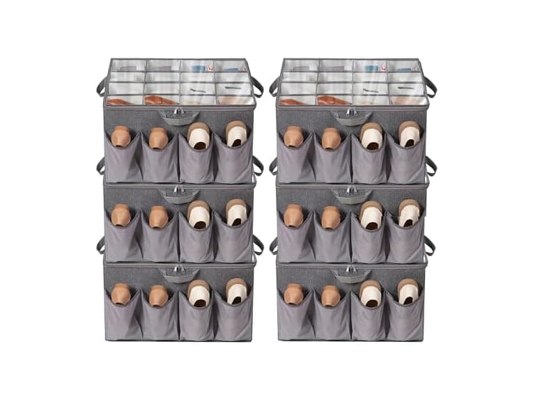 STORAGEIDEAS Fabric Shoe Organizer for Close Grey, 6 Pack - Image 1