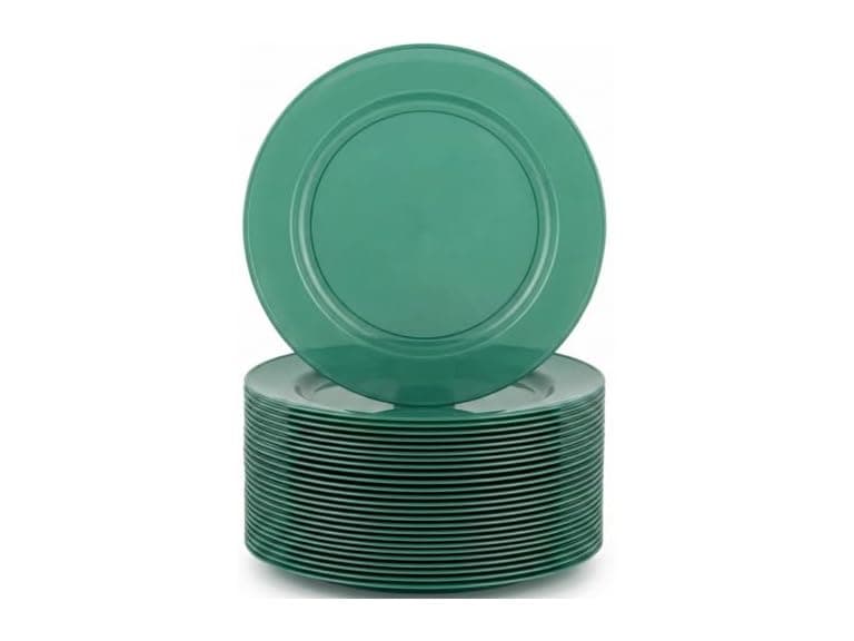 10 1/4" Premium Green Round Disposable Dinner Plates - 25 count - Image 1