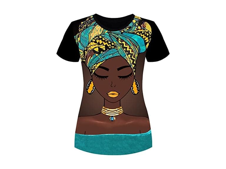 Fznhql Women (M) Short Sleeve Tops African T Tee - Image 1