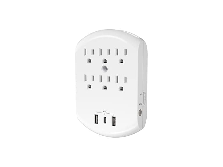 Clear Power 6 Outlet MultiOutlet Splitter, 3 USB - Image 1