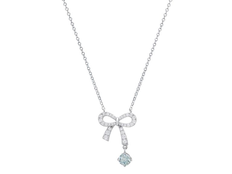 Bow Drop Turquoise Moissanite Necklace - Image 1