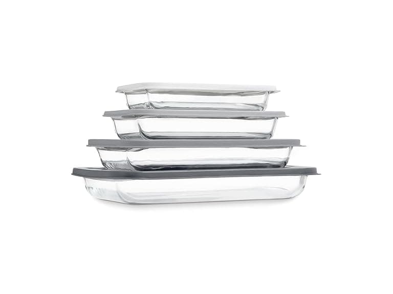 8 Pc Glass Baking Dish Set with Lids - Image 1