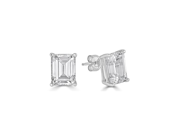 Yeidid Sterling Silver Emerald Cut Studs - Image 1