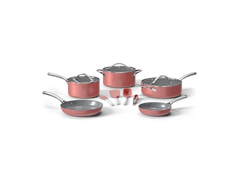 Bakken 12-Piece Aluminum Cookware Set- Pink - Image 1