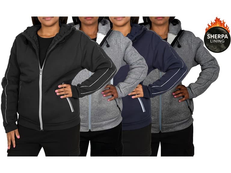 3Pk Womens Sherpa Classic Tech Zip Hoodie (Open Box) - Image 1