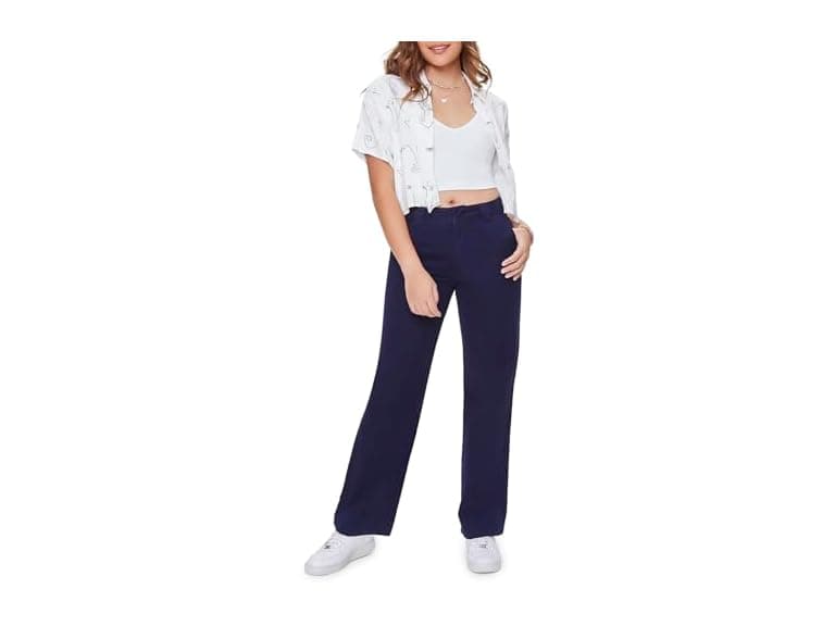 Forever 21  (M) Straight-Leg Twill Pants - Image 1