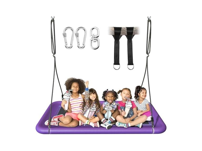 Everyfun Tree Swing for Kids and Adults, 60" Waterproof Purple - Image 1
