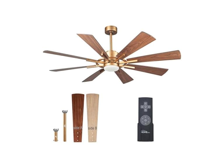 Parrot Uncle F8217GD-PU 60" Gold Ceiling Fan w/ Light - Image 1