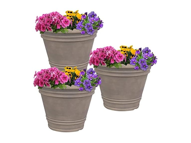 Sunnydaze 20-Inch Franklin Large Plant Pot 3 Pack - Image 1