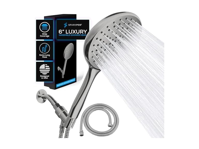6" Handheld Shower Head w/ 6ft Hose - Image 1