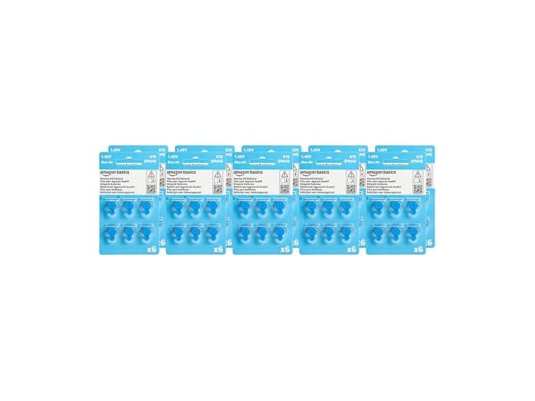 (60 PACK) Amazon Basics Hearing Aid Size 675 Zinc-Air Batteries