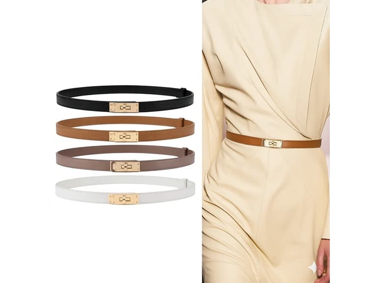 Womens Skinny Leather Adjustable Belt - Image 1