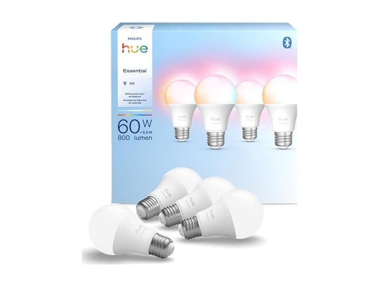 PHILIPS Hue Essential Smart LED A19 Bulb 4-Pack - Image 1