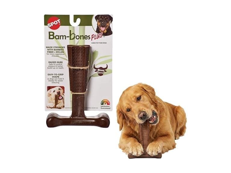 SPOT Bam-Bones Plus T-Bone Dog Chew Toy, 7" - Image 1