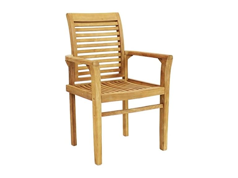 Sunnydaze Decor JVA-353 Teak Slat Patio Chair Light Br - Image 1