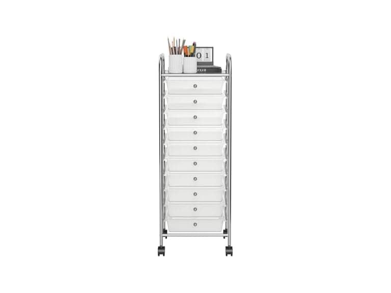 OFFICEJOY Rolling Cart 10 Drawers Clear - Image 1