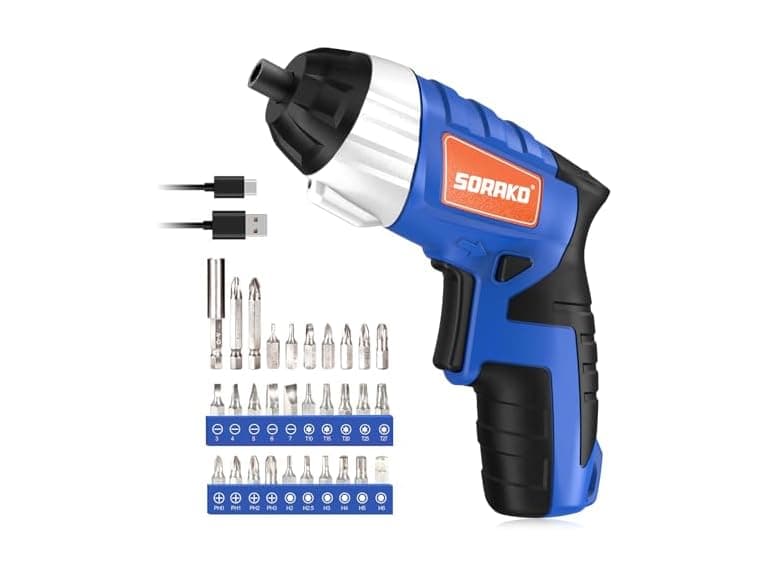 Electric Screwdriver, SORAKO Cordless Screwdriver Rechargeable 4V Max - Image 1