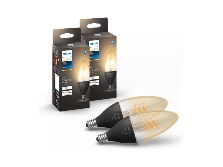 Philips Hue Smart 25W Candle-Shaped Filament LED Bulb 2Pk