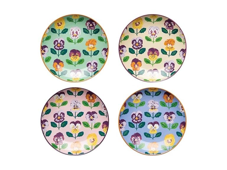 Jubilee Pansy Appetizer Porcelain Plates, Set of 4 Assorted - Image 1