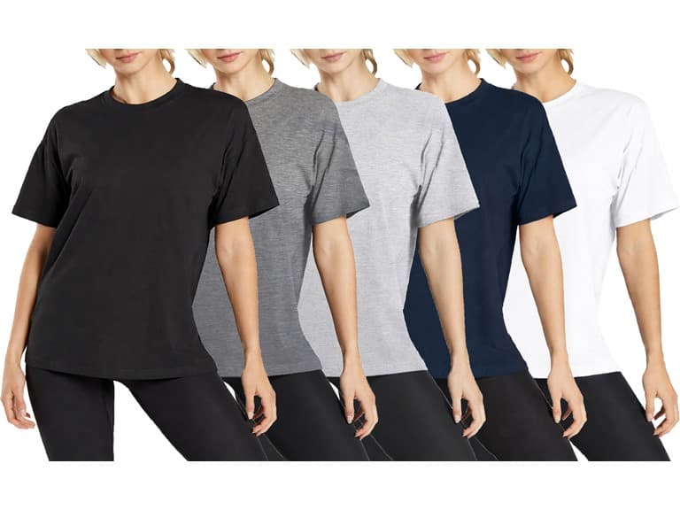 5Pk Womens Loose Fit S/S Crew Neck Tee - Image 1