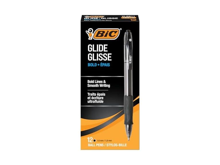 BIC Glide Bold Black Ballpoint Pens, Bold Poi - Image 1