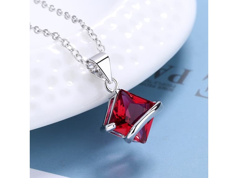 Sterling Silver Ruby Necklace - Image 1