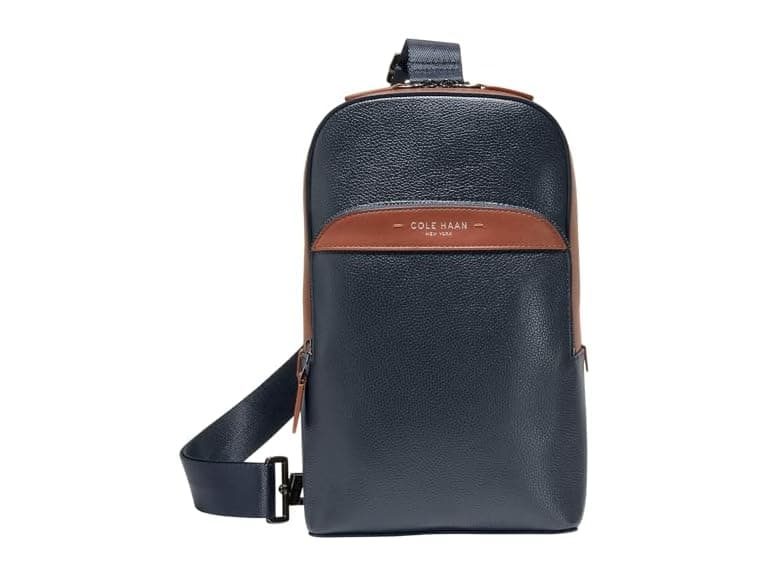 Cole Haan Men's Bag - Damon North/South Sling Crossbody Bag, Navy Blazer/New British Tan - Image 1