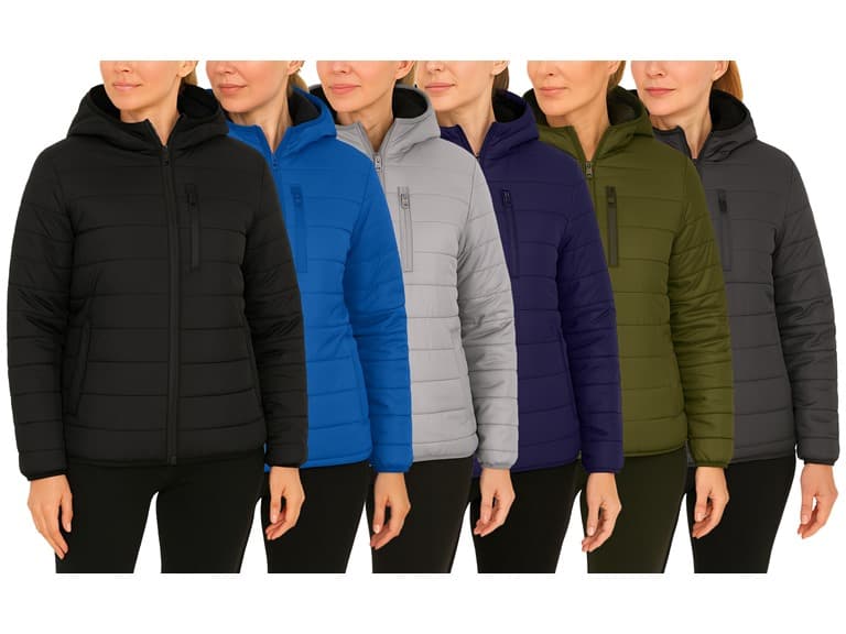 Womens Fleece-Lined Hooded Puffer Jacket - Image 1