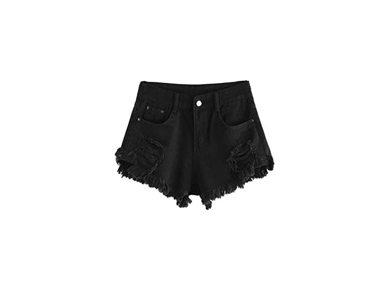 Wdirara Women (L) High Waisted Raw Hem Shorts - Image 1