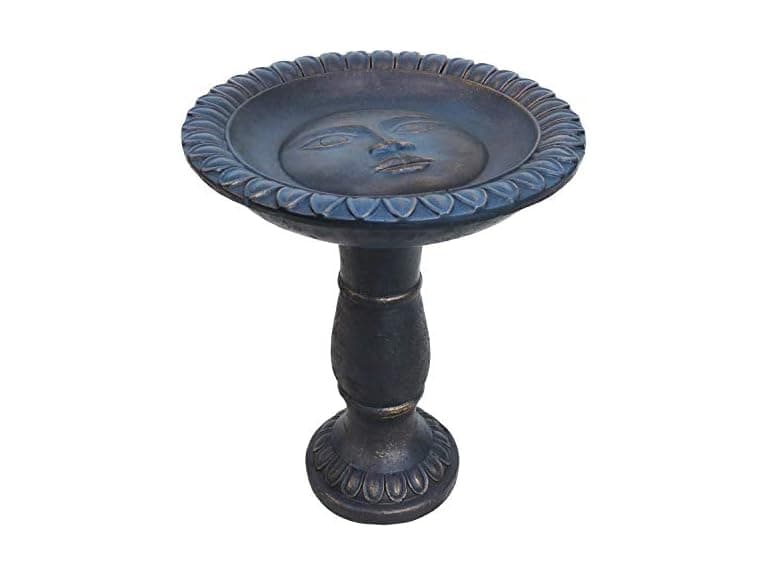 Sunnydaze 26” H Concrete Bird Bath Patina Blue - Image 1