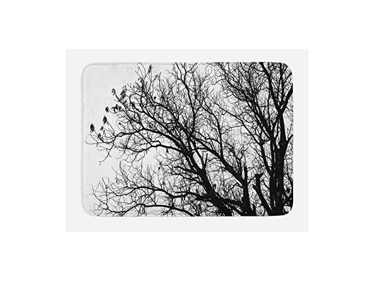 Ambesonne Nature Bath Mat, Leafless Autumn - Image 1