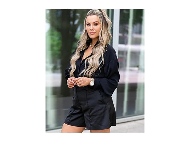 The Drop Black Satin Shorts by - Image 1