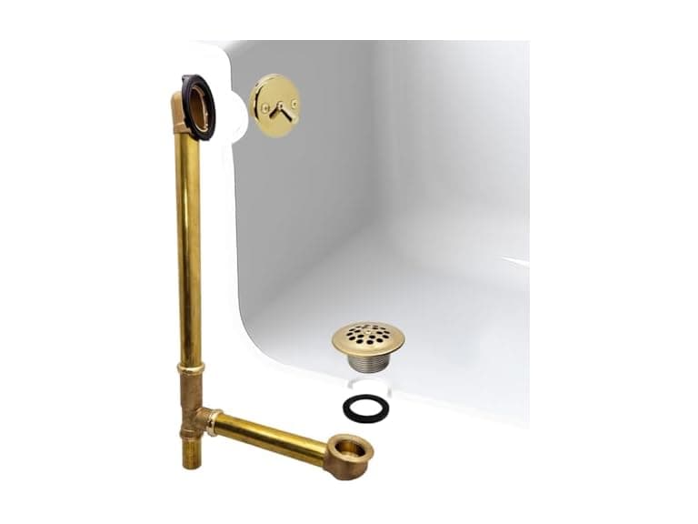 Westbrass 22.5in Waste Overflow Brass - Image 1