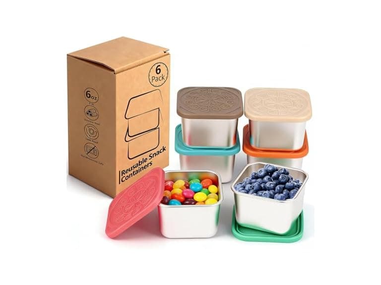 WAWINY 6 Pack Stainless Steel Snack Containers - 6oz - Image 1