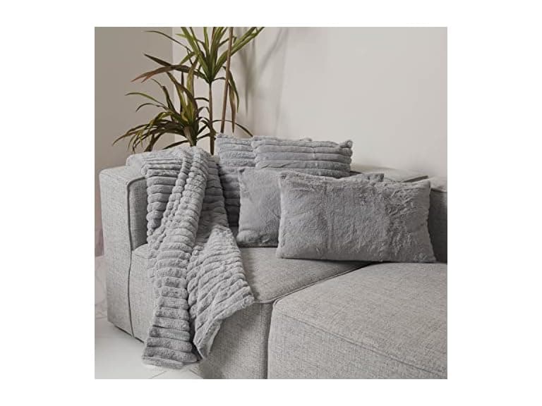 5-Pc Faux Fur Throw Blanket & Pillow Set - Image 1