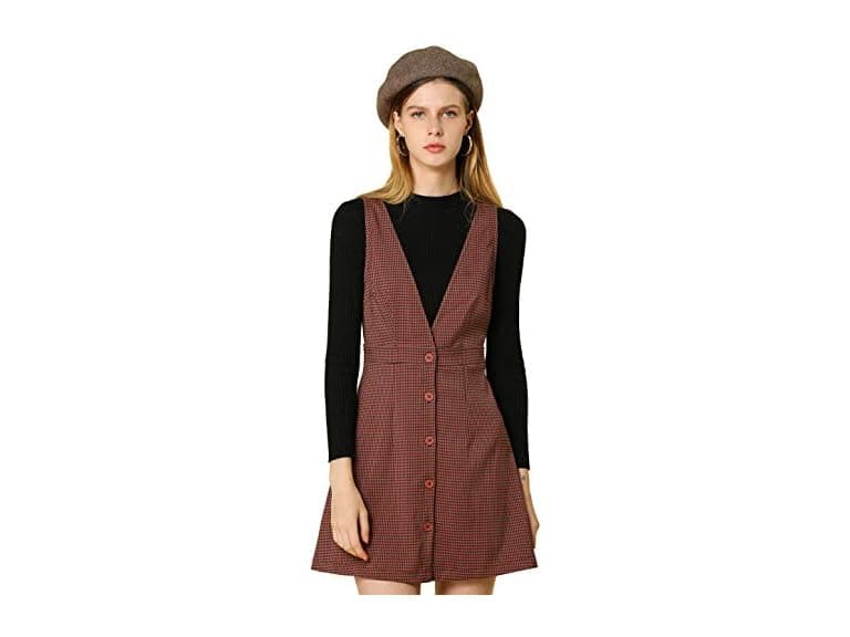 Allegra K Women (XS) Overalls Suspenders V Dress - Image 1