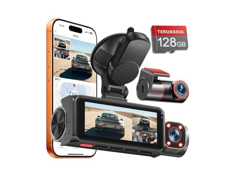 TERUNSOUl 3-Channel Dash Cam Free 128GB - Image 1