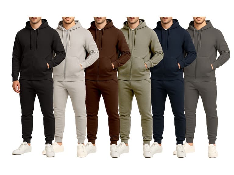 Mens Fleece-Lined Zip Hoodie & Jogger Set - Image 1
