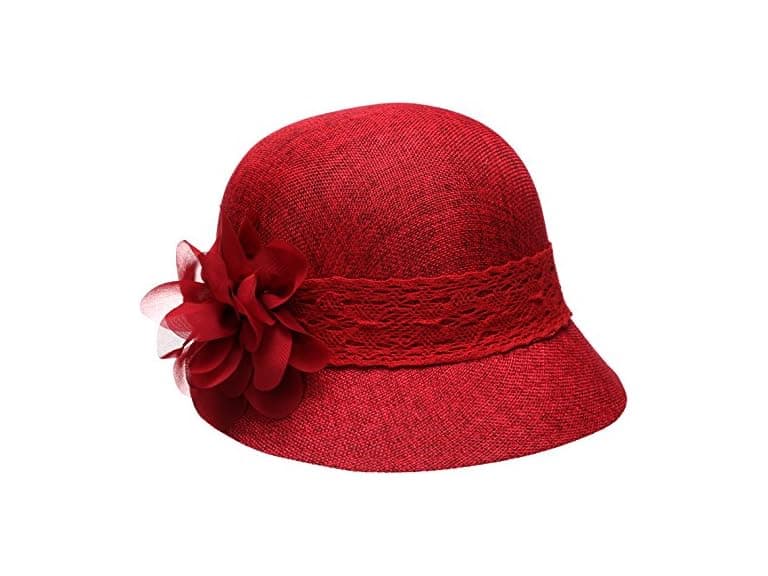 Epoch Women (OS) Gatsby Linen Cloche Hat Band Red - Image 1