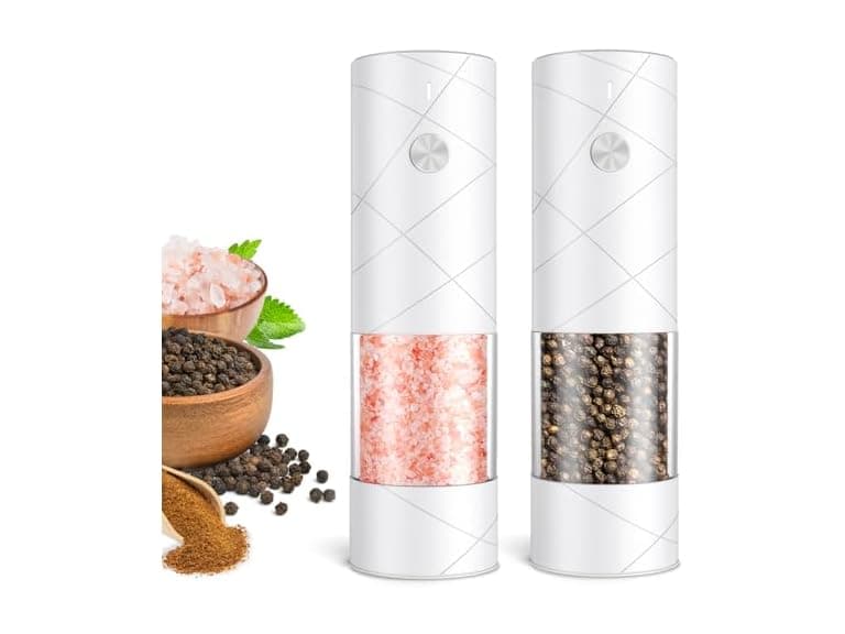 FRTONYI Salt & Pepper Grinder Set, White - Image 1
