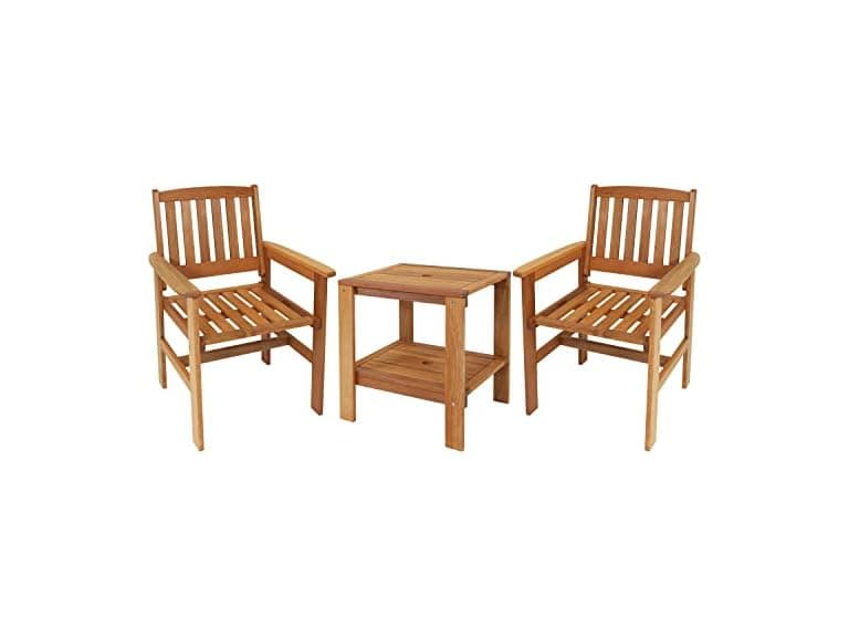 Sunnydaze Meranti Wood 3-Piece Outdoor Patio Set - Image 1