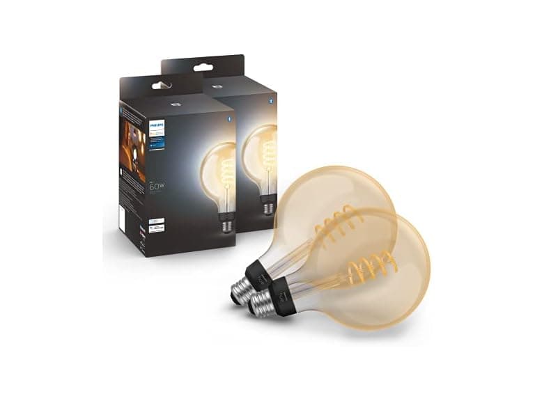 Philips Hue Smart 60W G40 Filament LED Bulb, 2 Pack - Image 1