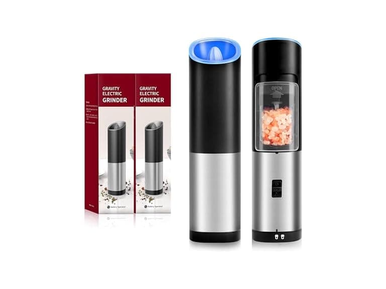 Simple Deluxe Upgraded Gravity Electric Salt and Pepper Grinder Set - Image 1