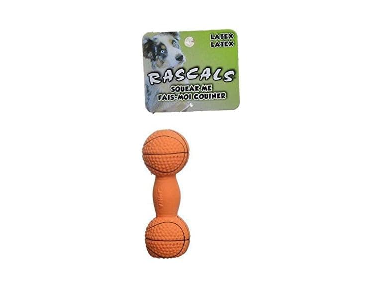 Rascals 4" Basketball Dumbbell Latex Dog Toy - Image 1