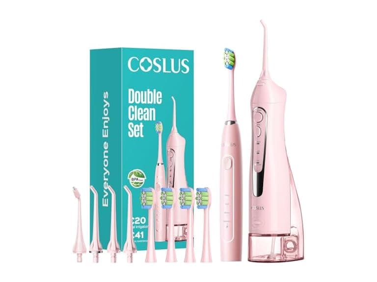 COSLUS Portable Water Flosser with Electric Toothbrush
