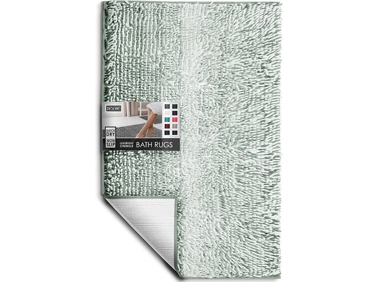 Hearth & Harbor Bathroom Rugs, Chenille- Ombre Green - Image 1
