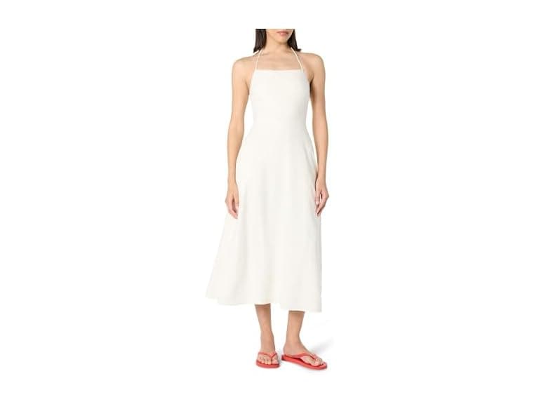 The Drop White Halter Midi Dress, 2X - Image 1