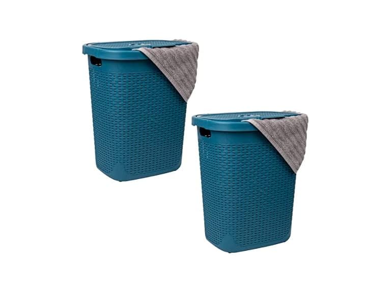Mind Reader 50L Slim Laundry Hamper Set of 2, Blue - Image 1
