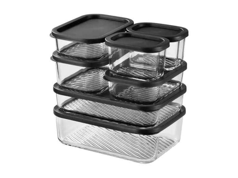 EATEX 7 Pack Glass Meal Prep Containers with Grooved Base - Image 1